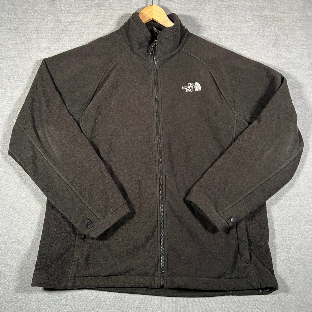The North Face Fleece Full Zip Mock Neck Jacket Mens XL Black Polyester